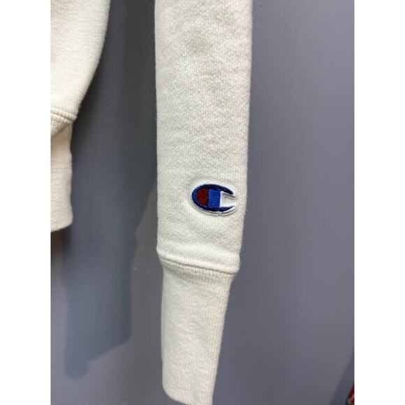 Champion Hoodie Adult XS Cream Green Reverse Weave Warm Up Heavy Sweatshirt - Picture 7 of 9